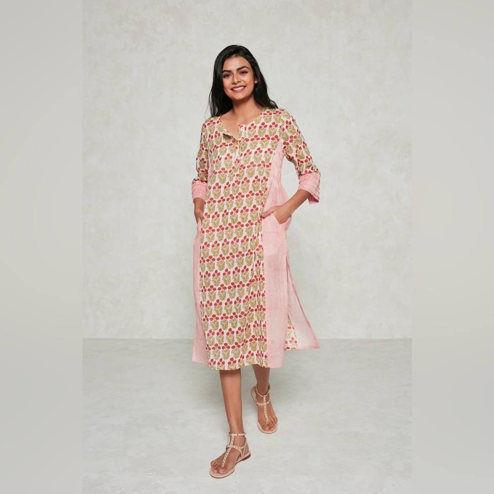 NWT Ro’s Garden floral kurta dress women’s large 100% cotton